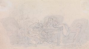 Tre cacciatori che dormono al tavolo nelle loro sedie da Thomas Rowlandson
