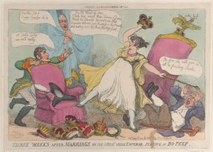 Tre settimane dopo il matrimonio, o il grande piccolo imperatore che gioca a Bo-Peep, 15 maggio 1810 da Thomas Rowlandson