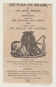 Pagina del titolo, da A Lecture on Heads di George Alexander Stevens da Thomas Rowlandson
