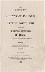 Pagina del titolo, da The History of Johnny Quae Genus, The Little Foundling of the Late Doctor da Thomas Rowlandson