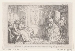 Tom Jones e Sophia interrotti in un tête-à-tête da Lady Bellaston, da La storia di Tom Jones