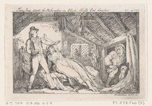 Tom Jones scopre il filosofo nella camera da letto di Black Moll, The History of Tom Jones da Thomas Rowlandson