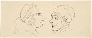 Due caricature: un uomo e una donna da Thomas Rowlandson
