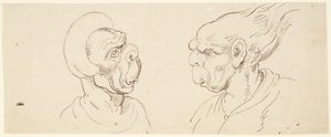 Due caricature: teste maschili da Thomas Rowlandson
