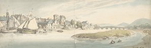 Veduta della città su un fiume Carwitham Castle, 1775-1827 da Thomas Rowlandson