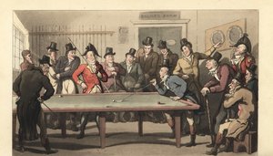 Giovani gentiluomini inglesi che giocano a biliardo da Thomas Rowlandson