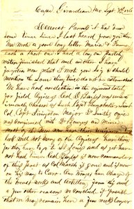 Lettera firmata T.S. Hawley, Cape Girardeau, Missouri, ai genitori, 8 settembre 1861