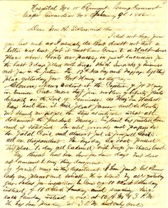 Lettera firmata T.S. Hawley, Ospedale 11° Fanteria del Missouri, Campo Fremont, Cape Girardeau, alla famiglia, 9 febbraio 1862
