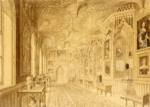 Galleria Lunga a Strawberry Hill, Twickenham (stampa) da Thomas Sandby