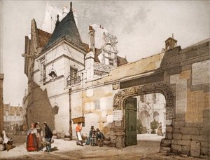 Hotel Cluny, esterno del cortile da Thomas Shotter Boys