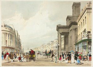 Regent Street verso il Quadrante, tavola diciotto da Vedute originali di Londra com