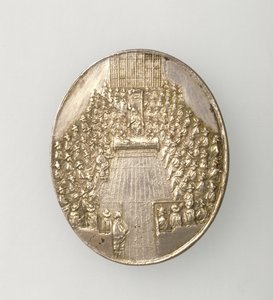 Medaglia di Dunbar raffigurante La Casa del Parlamento 1650 (retro) da Thomas Simon