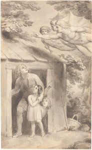 Pietro e i suoi figli visitati da tre figure volanti da Thomas Stothard