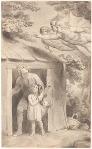 Pietro e i suoi figli visitati da tre figure volanti da Thomas Stothard