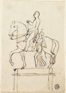 Scultura di un cavaliere accompagnato da una donna in piedi da Thomas Stothard