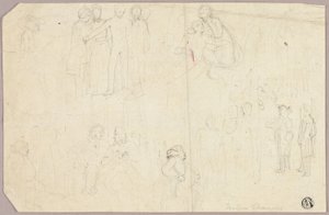 Bozzetti per Tristram Shandy (recto); Bozzetti di medaglione con figura allegorica seduta (verso) da Thomas Stothard