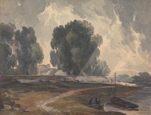 Paesaggio con alberi e lago con figure e barca da Thomas Sully