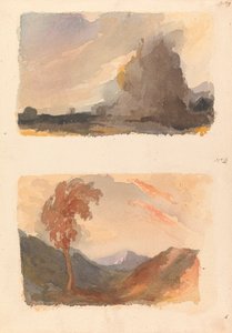 Due disegni su un foglio: Paesaggio con grande scogliera in primo piano - Principio di Cuyp (n. 3); Paesaggio con albero in primo piano, montagne in lontananza - Principio di Both (n. 4) da Thomas Sully