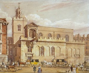 Chiesa di St Dunstan in the West, Fleet Street, Città di Londra, 1827 da Thomas Talbot Bury