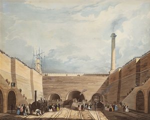 Ingresso della ferrovia a Edge Hill, Liverpool, inciso da H. Pyall da Thomas Talbot Bury