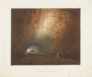 Il Tunnel. Da Vedute Colorate sulla Ferrovia Liverpool e Manchester da Thomas Talbot Bury