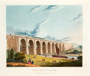 Viadotto attraverso la Sankey Valley, Warrington, Cheshire, febbraio 1831 da Thomas Talbot Bury