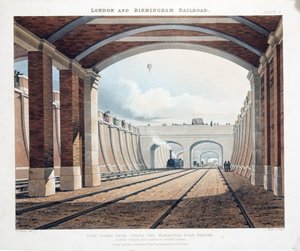 Veduta presa da sotto il ponte di Hampstead Road, guardando verso la stazione di Euston Square, 1837 da Thomas Talbot Bury