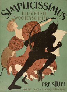 Copertina di "Simplicissimus Illustrierte Wochenschrift", pub. 1896 da Thomas Theodor Heine
