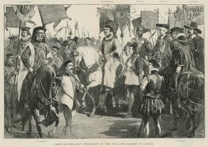 Il giorno del sindaco: Processione degli antichi sindaci di Londra (litografia) da Thomas Walter Wilson