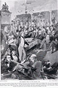 Sir Robert Peel in parlamento, 1846, illustrazione da 