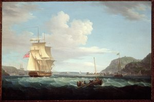 Una Fregata Britannica con una Scialuppa al Largo di Gallows Hill, Broad Bay, Isola di Lewis, Ebridi