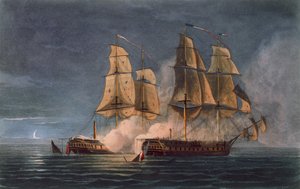 Cattura della Thetis da parte della HMS Amethyst, 10 Novembre 1808, inciso da T. Sutherland per 