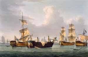 Azione di Lord Hotham, 14 marzo 1795, inciso da Thomas Sutherland per 