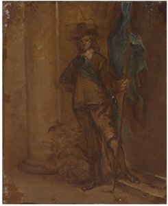 Un soldato con una bandiera da Thomas Willeboirts Bosschaert