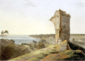 Veduta dalle rovine del forte di Currah, sul fiume Gange, tavola XXI da Parte 4 di 