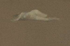 Donna nuda di lato da Thomas Wilmer Dewing