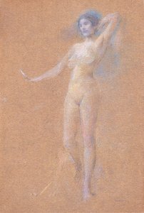 Figura di ragazza nuda in piedi da Thomas Wilmer Dewing