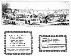 Fiera del gelo sul Tamigi, e campioni di stampa, febbraio 1684, 1840