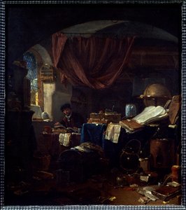 Veduta del laboratorio di un alchimista