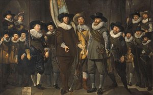 Ufficiali e altri membri della guardia civica del III distretto di Amsterdam, sotto il comando del capitano Allaert Cloeck e del tenente Lucas Jacobsz Rotgans