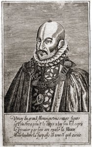 Ritratto di Michel de Montaigne (1533-1592), scrittore francese. Incisione di Thomas de Leu. da Thomas de Leu