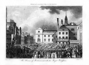 La Casa del Parlamento, con la processione reale, Londra, 1804 da Thompson