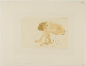 Donna seduta che si pulisce i piedi da Théophile Alexandre Pierre Steinlen