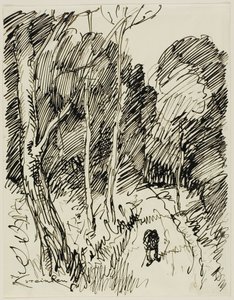 Paesaggio boscoso con vagabondo da Théophile Alexandre Pierre Steinlen