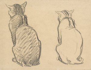 Due studi di un gatto, inizio XX secolo da Théophile Alexandre Steinlen