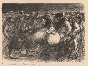 Sketch di guerra: i due cortei (Sketches de guerre: Les deux cortèges - "Ayez pas peur - on les a - et bien!") da Théophile Alexandre Steinlen