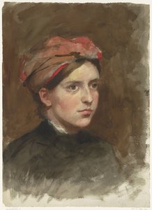 Ritratto di una giovane donna con un fazzoletto rosso da Thérèse Schwartze