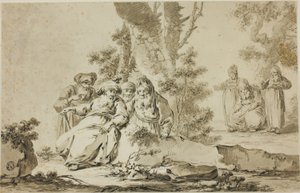 Figure in costume orientale in un paesaggio da Tiberius Dominikus Wocher