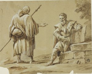 Due Pellegrini con Santuario Portatile