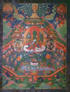 Thangka raffigurante Tara Verde da Tibetan School